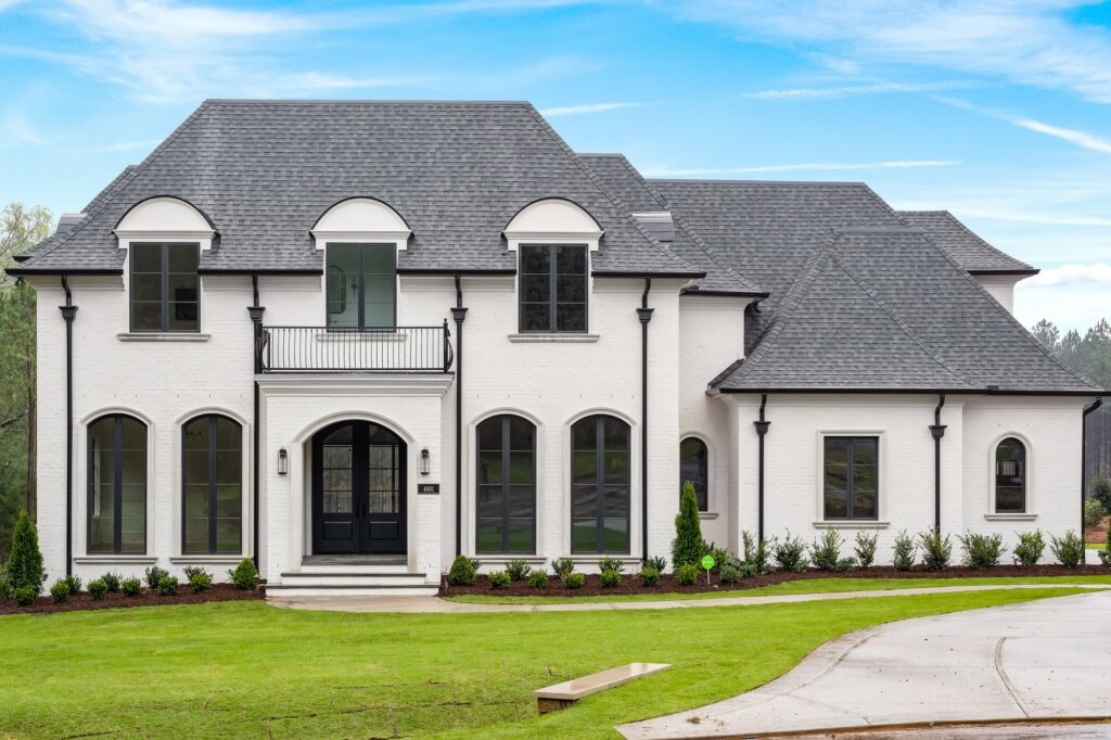 Front Elevation of French Provincial Manor at The Provincial, a custom home built by Loyd Builders in Raleigh, NC
